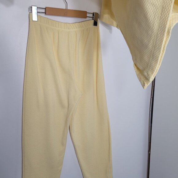 Vintage Midyat Soft Yellow 90s Thermal Texture Y2K Matching Set Short Sleeve - Picture 7 of 14